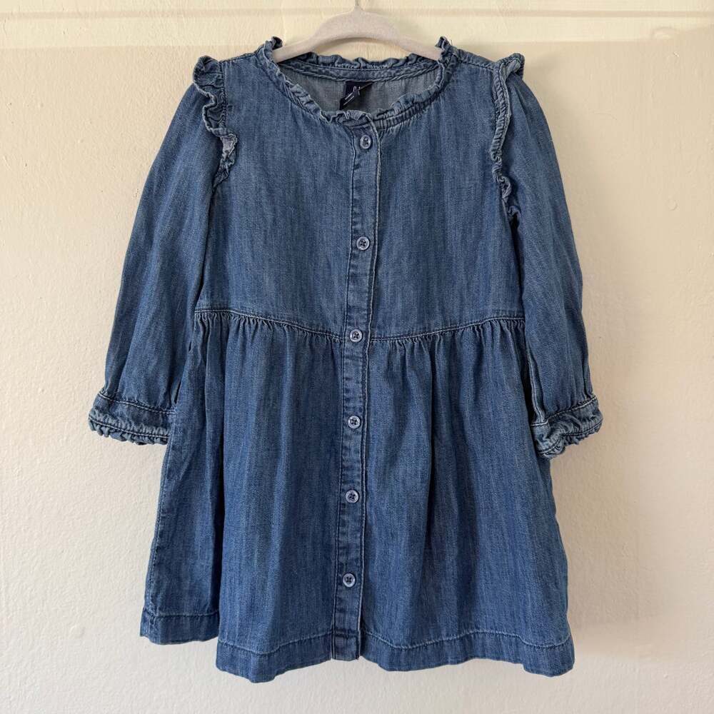 Baby Gap Denim ruffle sleeve dress